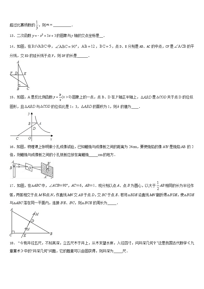 河南省周口市郸城县2023-2024学年九年级数学第一学期期末经典试题含答案第3页