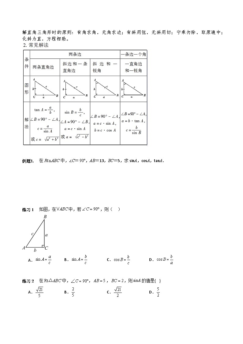 第二十八章 锐角三角函数考点大梳理-2023-2024学年九年级数学上+下册重难点培优及章末梳理与检测（人教版）02