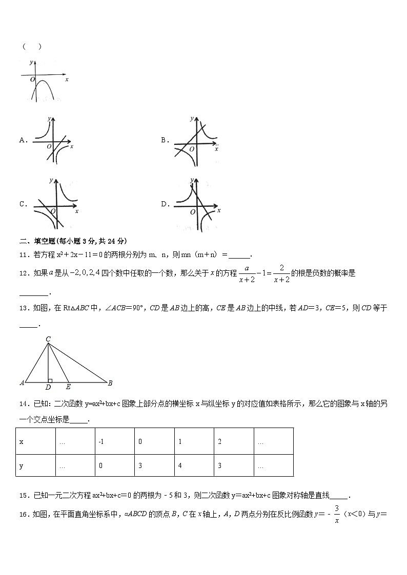 浙江省绍兴上虞区四校联考2023-2024学年九年级数学第一学期期末统考试题含答案第3页