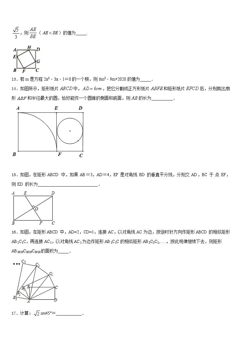 浙江省鄞州区四校联考2023-2024学年数学九年级第一学期期末教学质量检测模拟试题含答案03