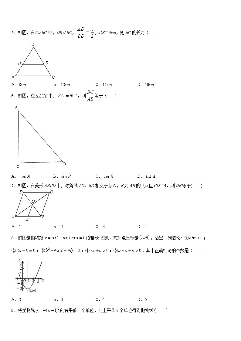 湖北省武汉市蔡甸区2023-2024学年数学九上期末达标检测试题含答案第2页