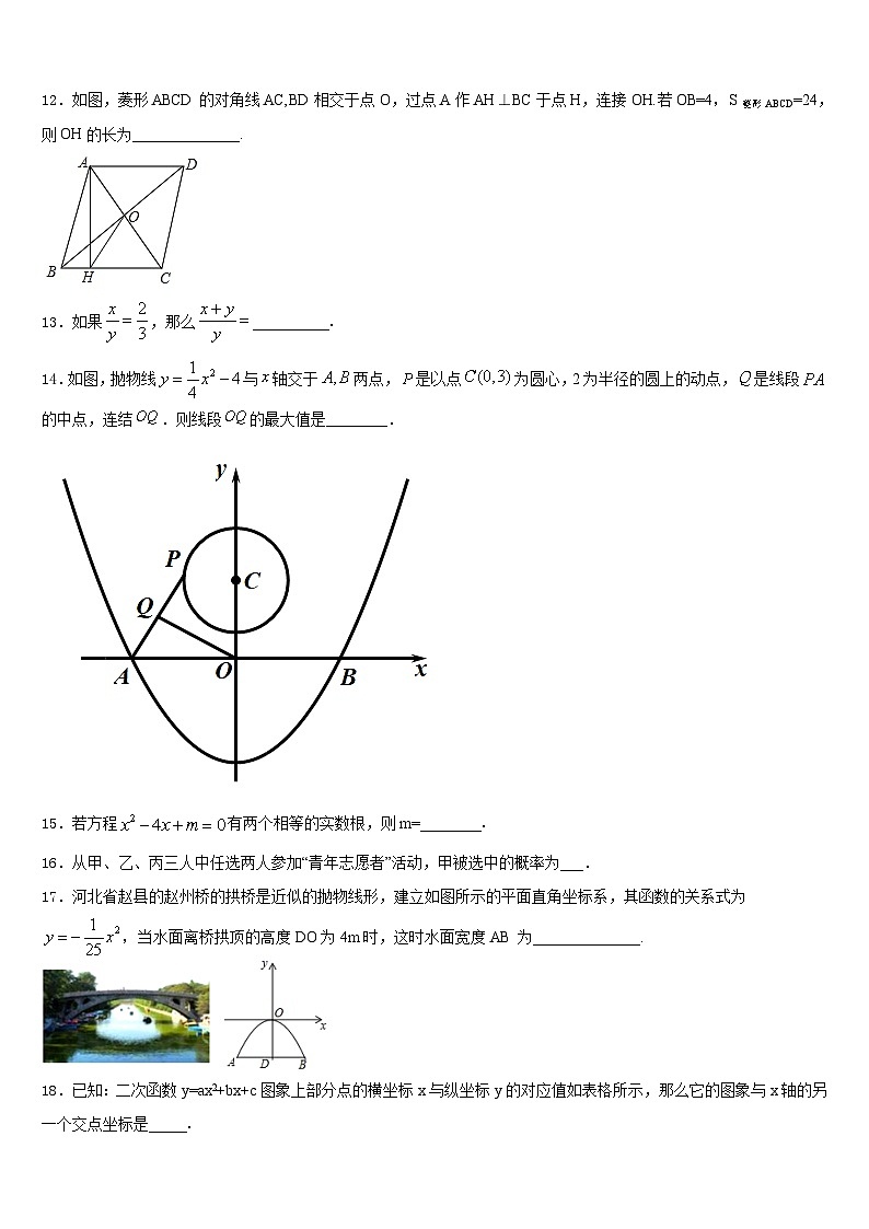 湖北省武汉市四校联考2023-2024学年九年级数学第一学期期末达标检测模拟试题含答案03