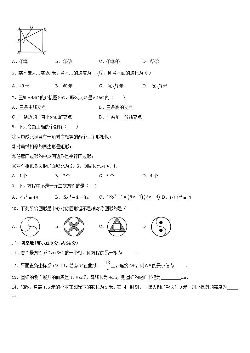 湖南省醴陵市2023-2024学年九上数学期末统考模拟试题含答案第2页