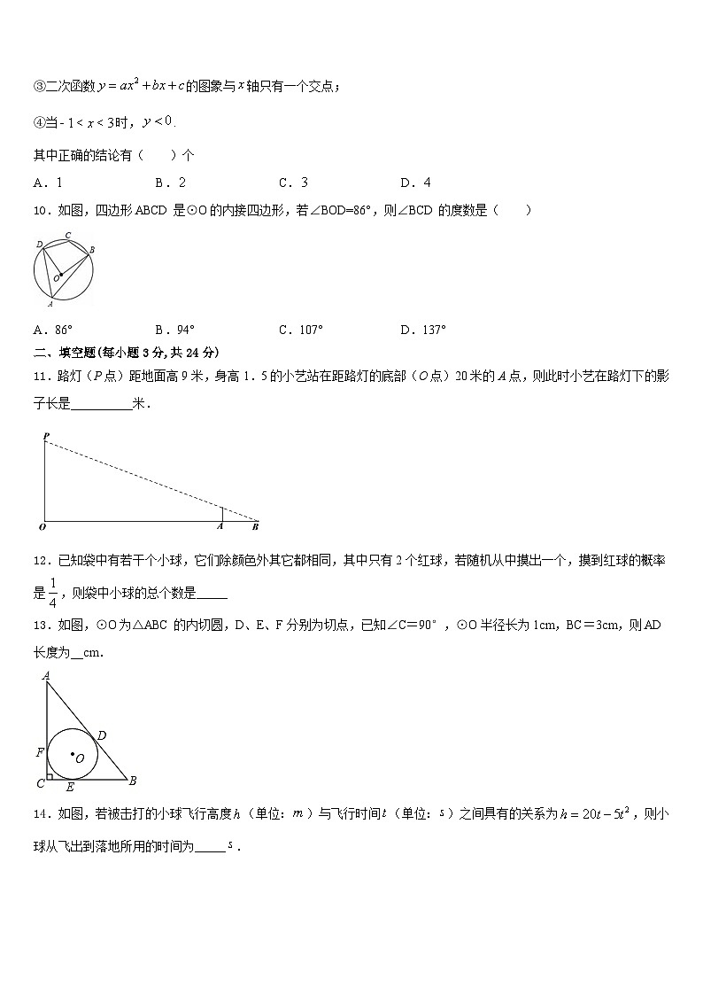 福建省厦门市第一中学2023-2024学年九上数学期末质量检测试题含答案第3页