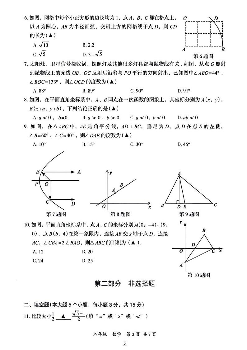 2024长郡双语八年级周测数学试卷02