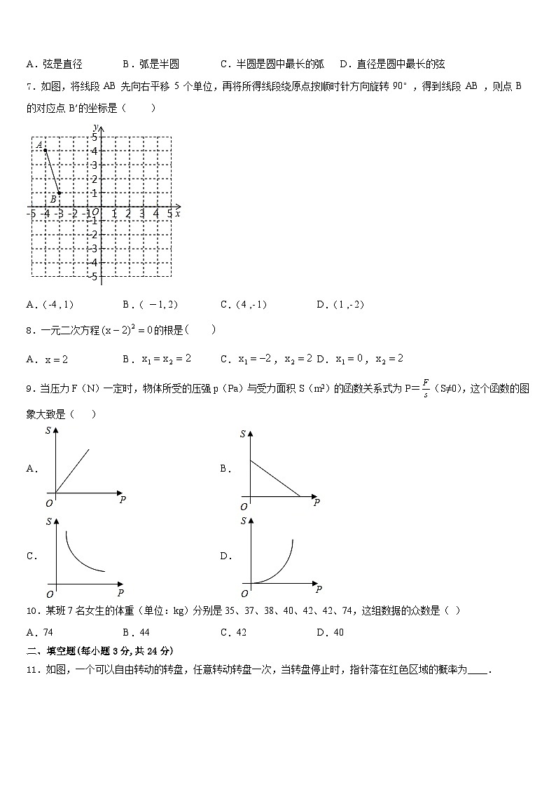辽宁省抚顺市五十中学2023-2024学年数学九上期末经典试题含答案第2页
