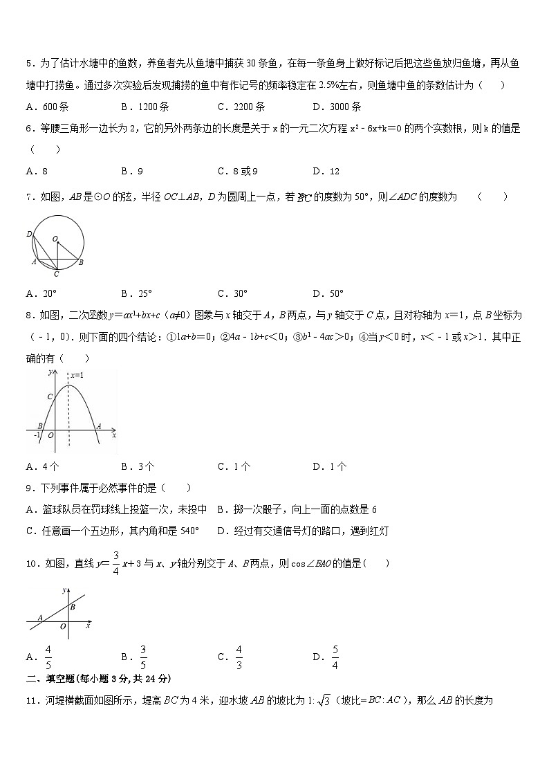 辽宁省沈阳市第三十三中学2023-2024学年九年级数学第一学期期末复习检测试题含答案第2页