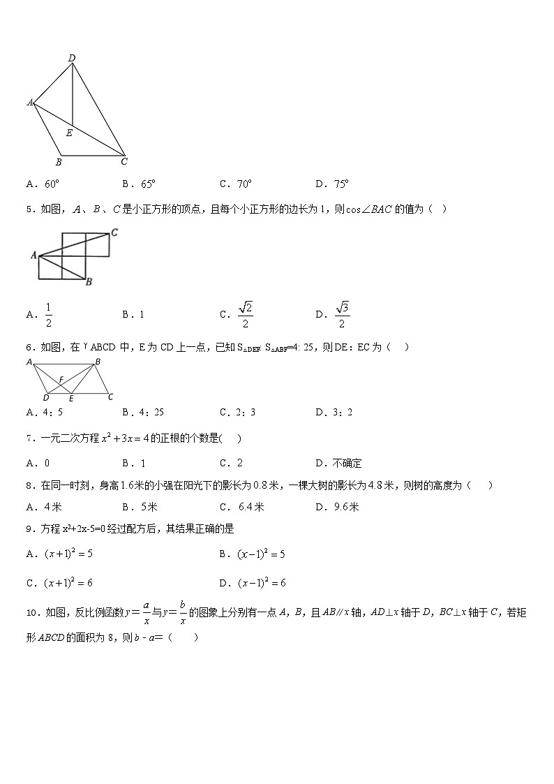 黑龙江省哈尔滨市道外区2023-2024学年九年级数学第一学期期末联考试题含答案第2页