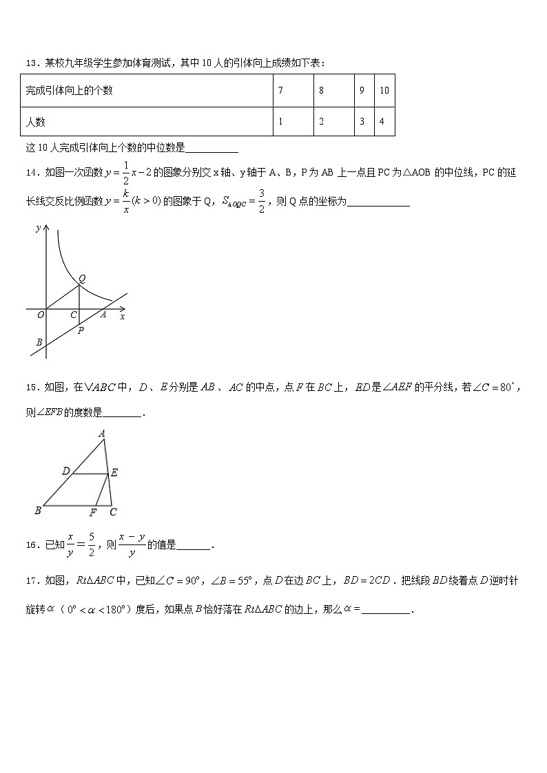 陕西省西安市临潼区2023-2024学年数学九年级第一学期期末监测试题含答案第3页