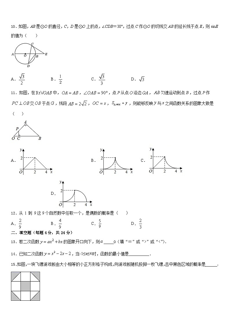 2023-2024学年上海市浦东区第四教育署九年级数学第一学期期末调研模拟试题含答案03