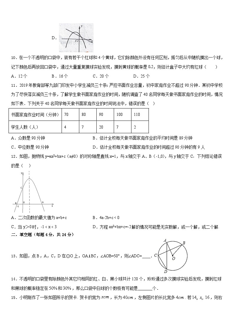 2023-2024学年上海市长宁区高级中学九年级数学第一学期期末调研试题含答案03