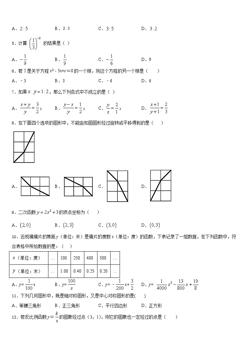 2023-2024学年四川省德阳市名校九年级数学第一学期期末质量检测模拟试题含答案第2页