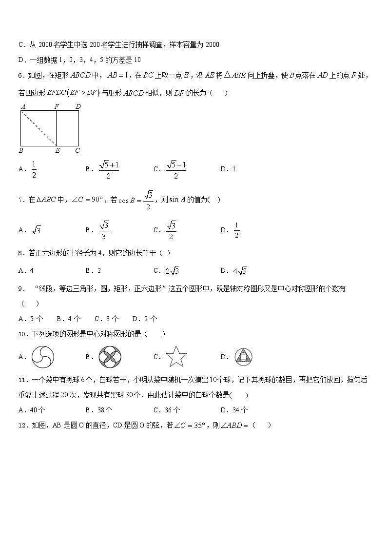 2023-2024学年安庆市重点中学九年级数学第一学期期末统考试题含答案02