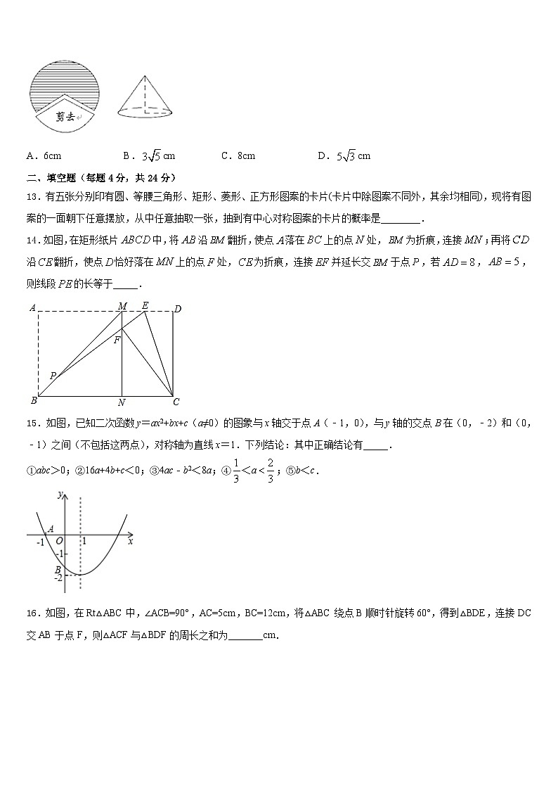 2023-2024学年山东省滨州惠民县联考数学九上期末调研模拟试题含答案第3页