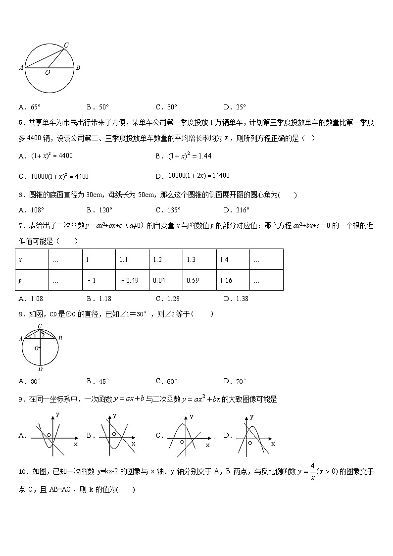2023-2024学年山东省潍坊市潍城区数学九上期末统考模拟试题含答案02