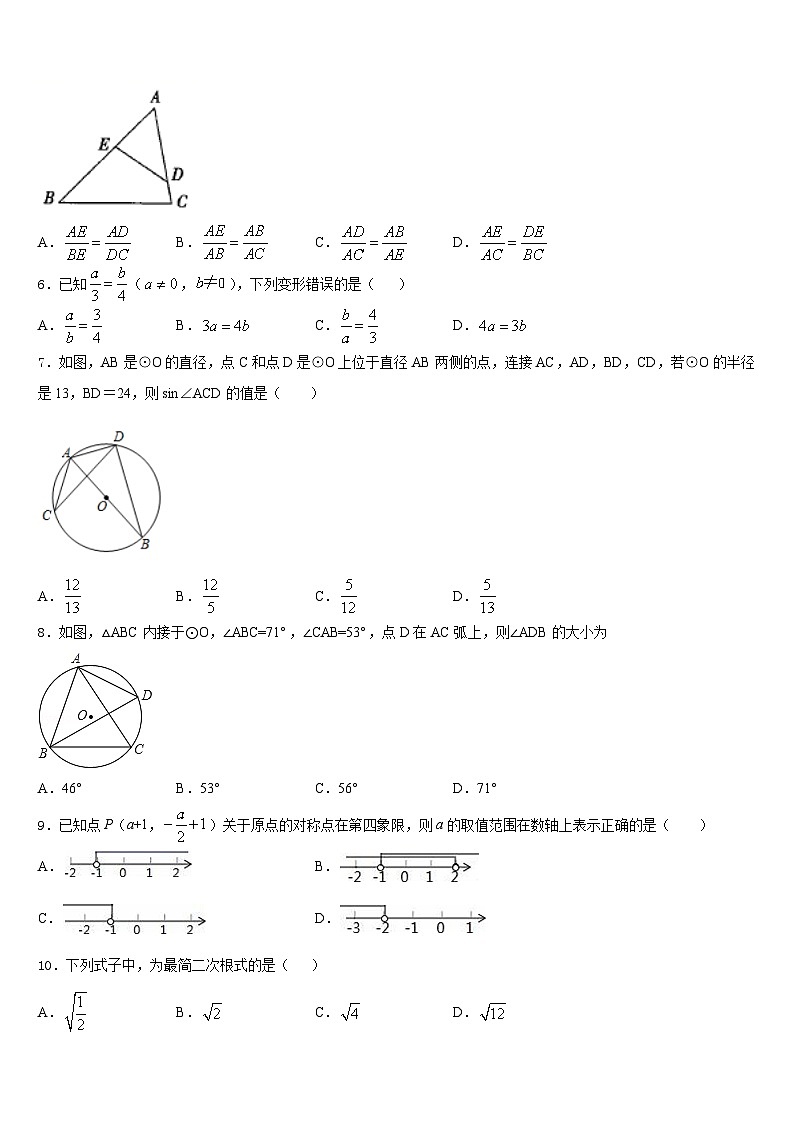 2023-2024学年山东省泰安市泰山外国语学校九上数学期末联考试题含答案第2页