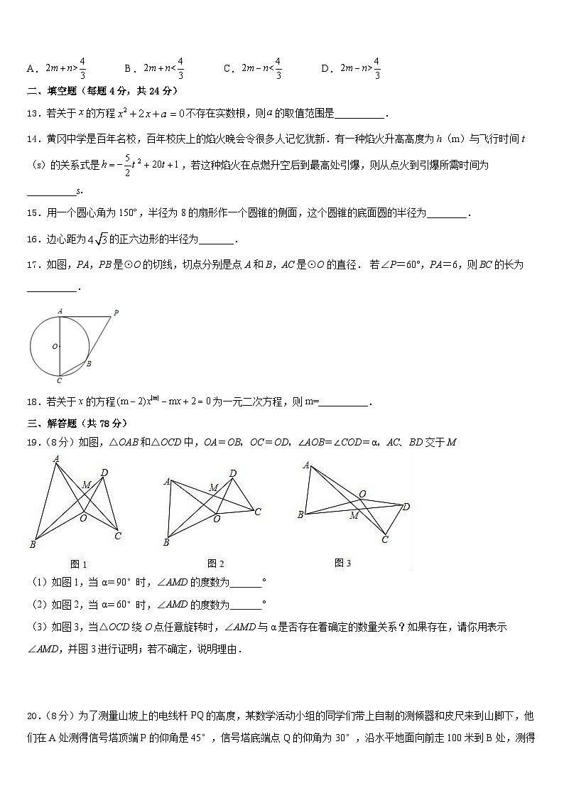 2023-2024学年山东省潍坊广文中学九上数学期末统考模拟试题含答案03