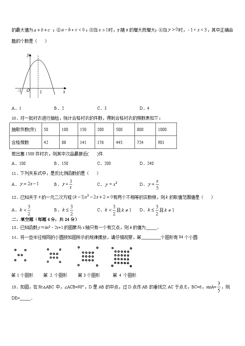 2023-2024学年山东省青岛西海岸新区第四中学九年级数学第一学期期末学业质量监测试题含答案第3页