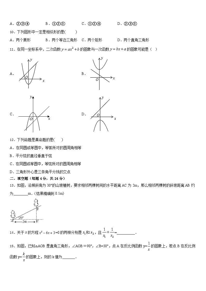 2023-2024学年广东省广州市绿翠现代实验学校九上数学期末联考模拟试题含答案03