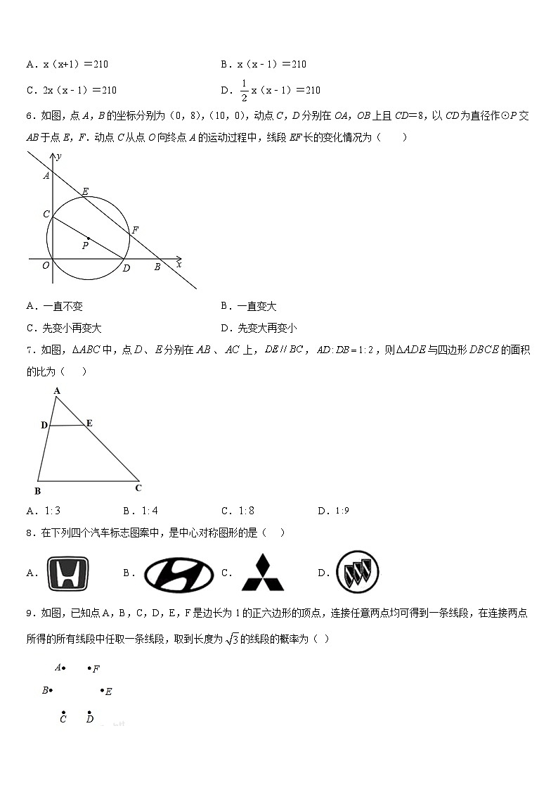 2023-2024学年广东省江门市蓬江区荷塘中学九年级数学第一学期期末质量跟踪监视模拟试题含答案02