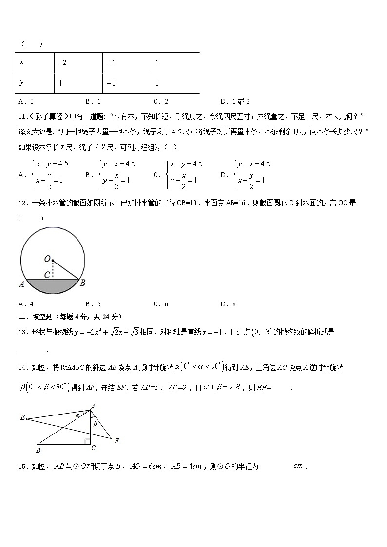 2023-2024学年广东省深圳外国语学校九上数学期末考试模拟试题含答案03