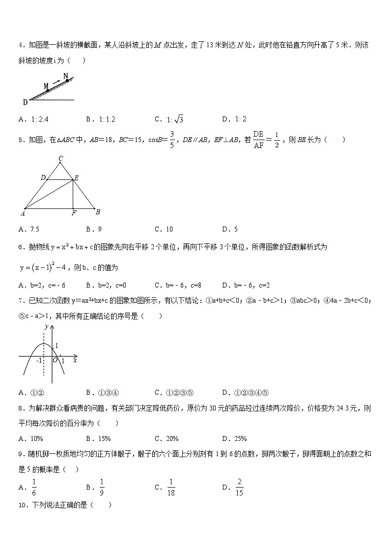 2023-2024学年广西钦州市钦州港经济技术开发区九上数学期末联考试题含答案02