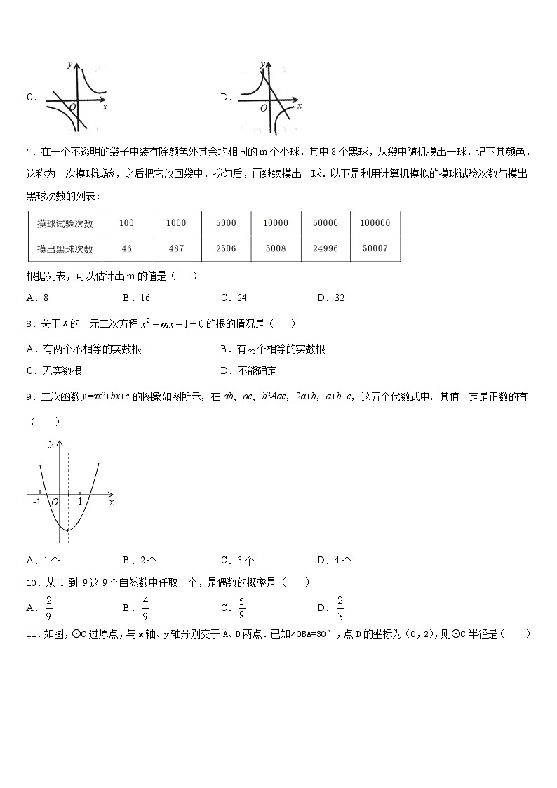 2023-2024学年林芝九上数学期末学业质量监测模拟试题含答案第2页
