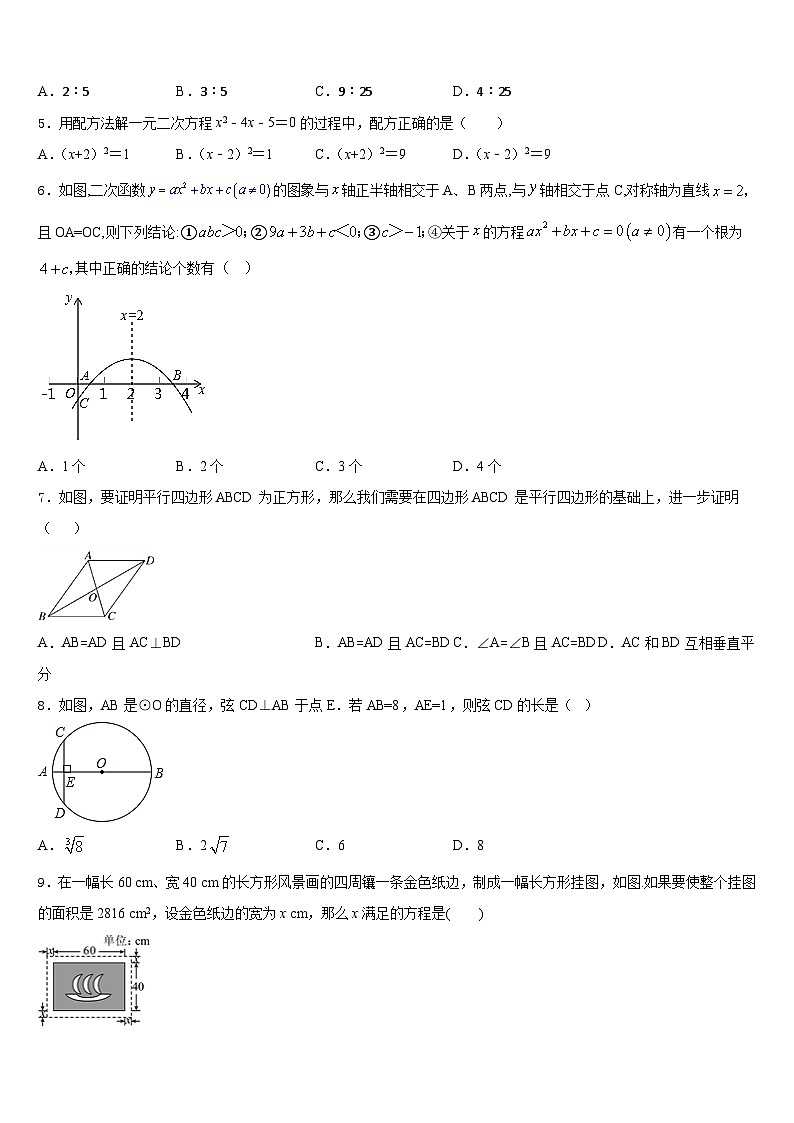 2023-2024学年江苏省淮安市田家炳中学数学九年级第一学期期末调研模拟试题含答案第2页