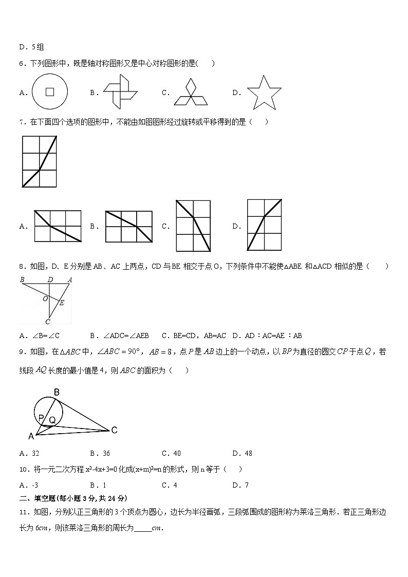 福州仓山区六校联考2023-2024学年数学九年级第一学期期末学业水平测试模拟试题含答案第2页