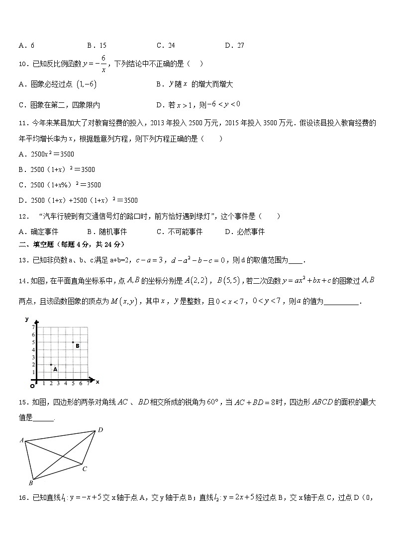 2023-2024学年四川省广元市四中学九上数学期末学业水平测试试题含答案03