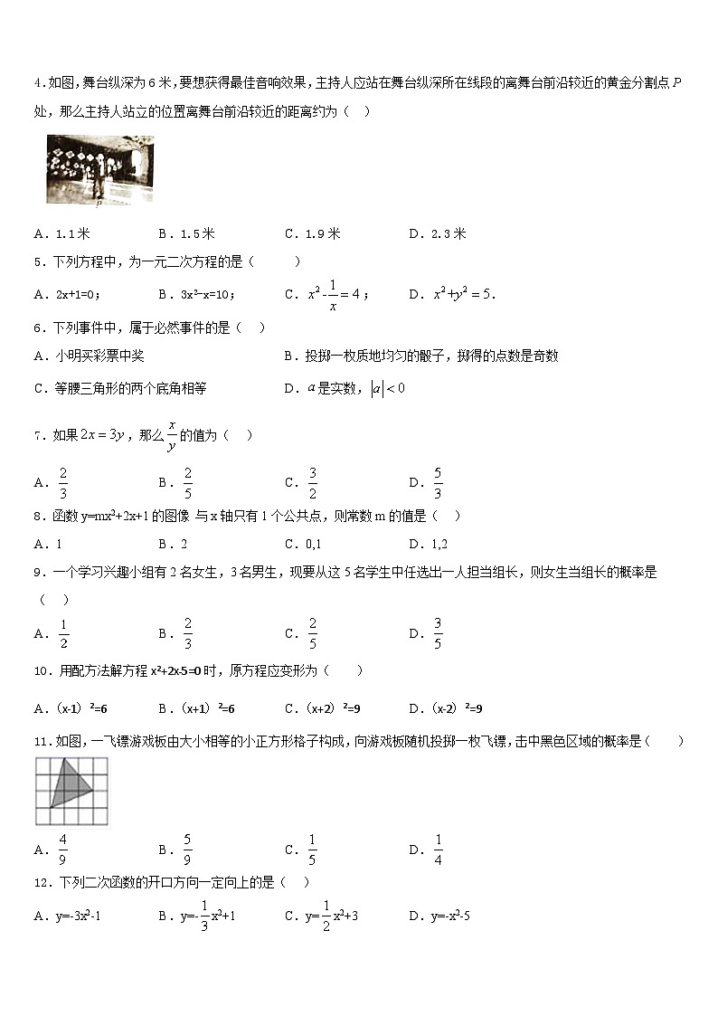 2023-2024学年安徽省宁国市宁阳学校九年级数学第一学期期末学业水平测试模拟试题含答案第2页