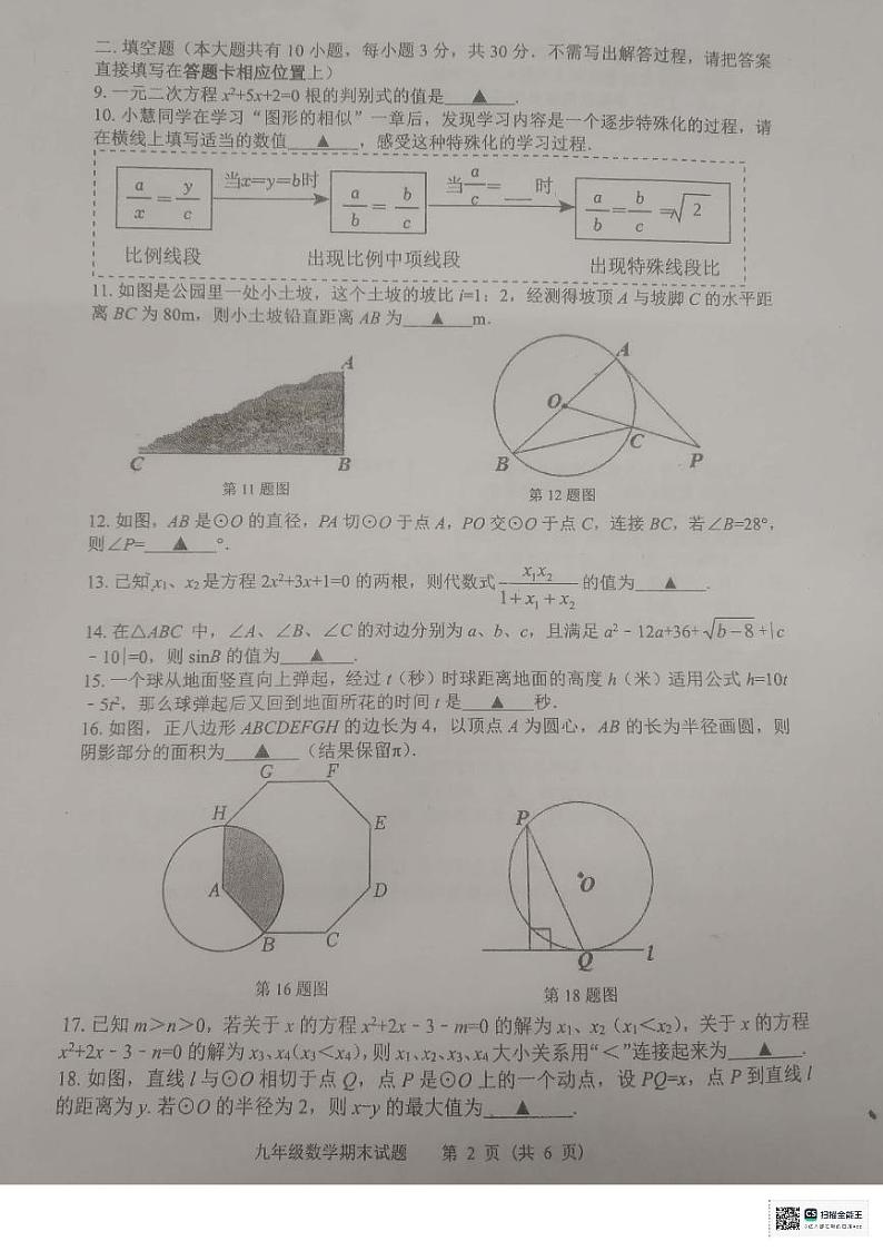江苏省扬州市宝应县2023-2024学年九年级上学期1月期末数学试题02