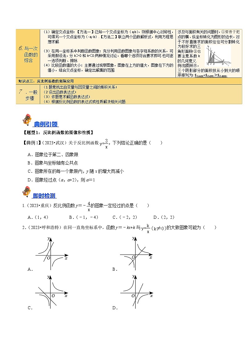 专题11 反比例函数的核心知识点精讲（讲义）-备战2024年中考数学一轮复习考点帮（全国通用）（原卷版）第2页