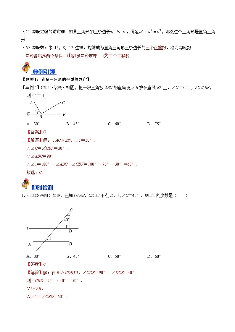 专题18 直角三角形的核心知识点精讲（讲义）-备战2024年中考数学一轮复习考点全预测（全国通用）02