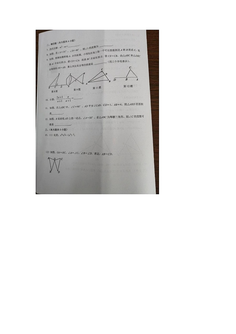 江西省赣州市赣县区2023-—2024学年上学期八年级数学期末试卷02