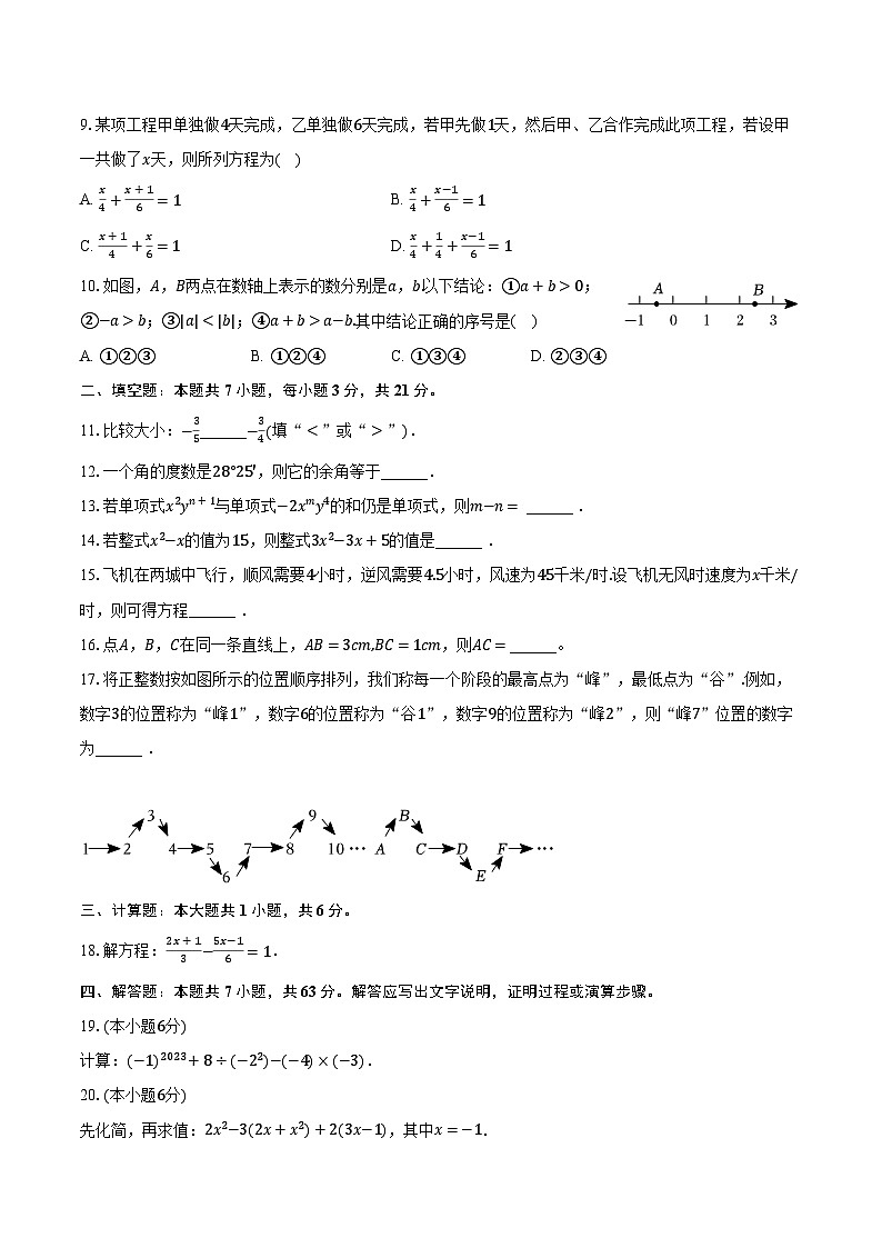 2023-2024学年广东省东莞市虎门捷胜学校七年级（上）期末数学试卷（含解析）02