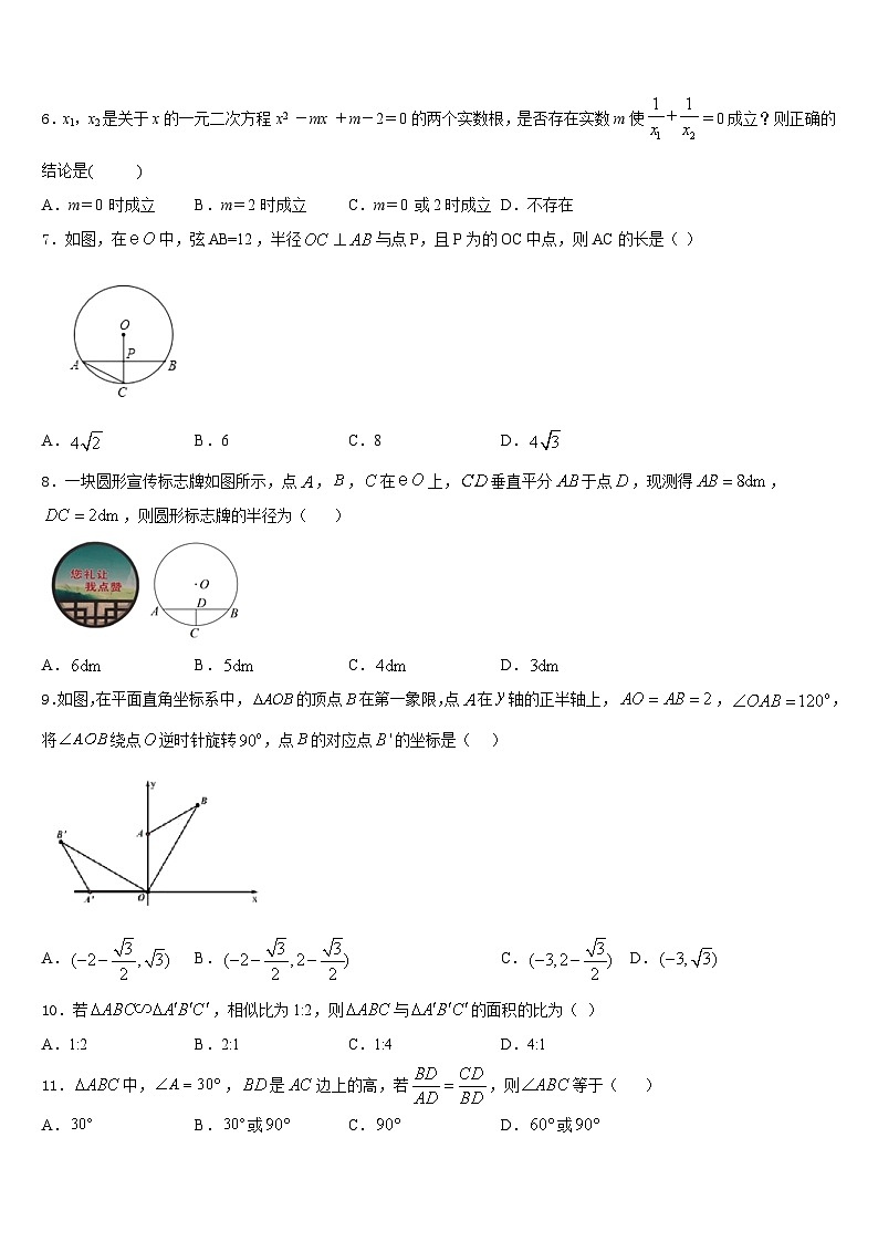 2023-2024学年江苏省金坛区数学九年级第一学期期末质量跟踪监视试题含答案02