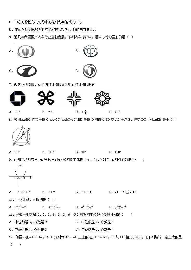 2023-2024学年江西省广丰县联考数学九上期末达标检测模拟试题含答案第2页