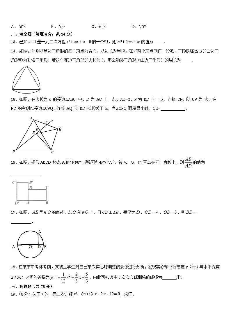 2023-2024学年河北省石家庄市赵县九上数学期末质量检测试题含答案第3页