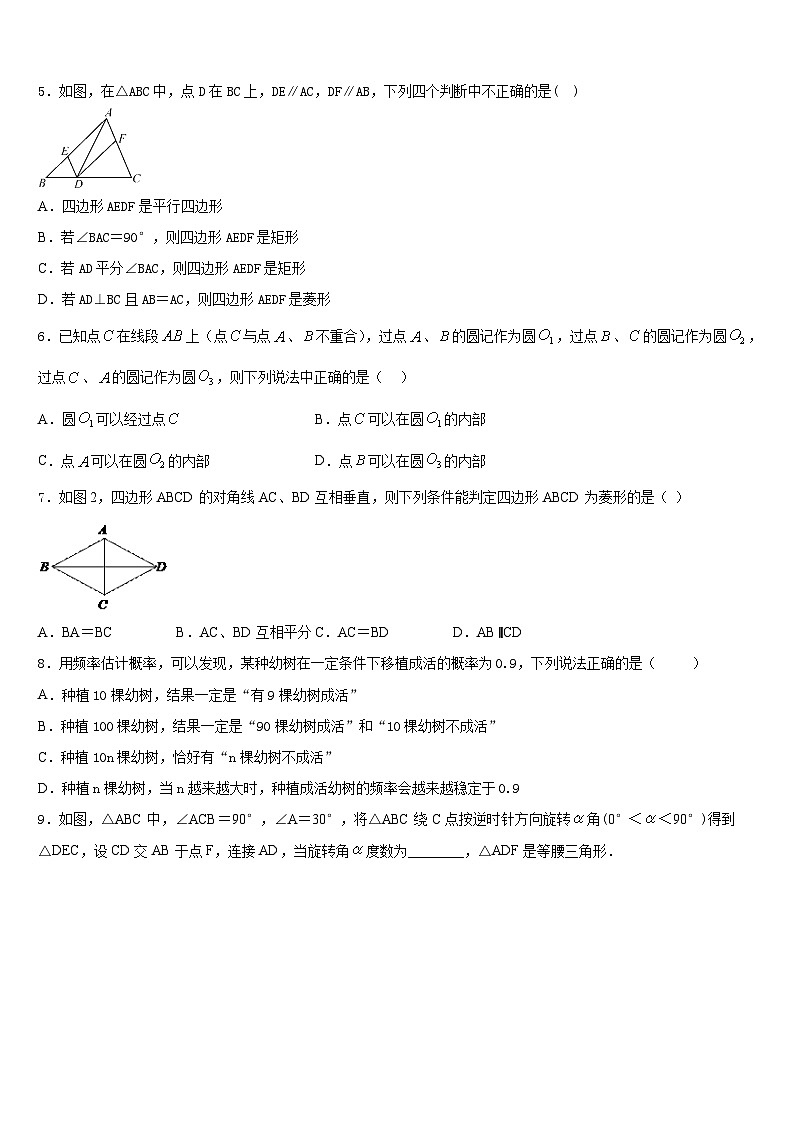 2023-2024学年河北省重点中学九上数学期末考试模拟试题含答案第2页