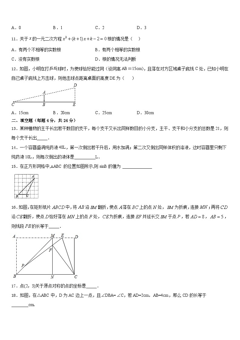 2023-2024学年湖北省武汉市武昌区八校数学九上期末考试试题含答案03