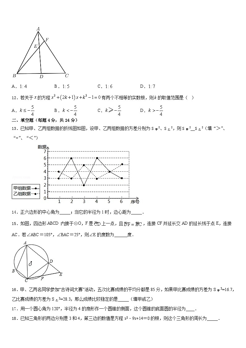 2023-2024学年湖北省武汉市武昌七校数学九上期末综合测试试题含答案03