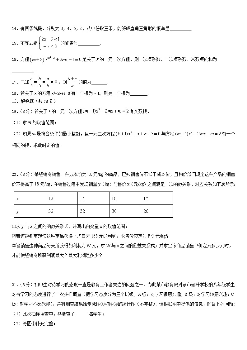 2023-2024学年湖南省长沙市明德旗舰数学九上期末考试模拟试题含答案03