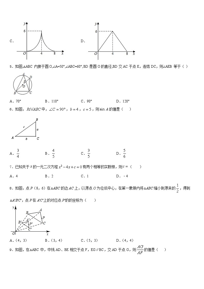 2023-2024学年甘肃省庆阳市第九中学九上数学期末达标检测试题含答案02