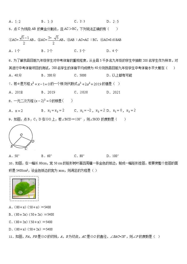 2023-2024学年福建省龙岩市第一中学九上数学期末学业质量监测模拟试题含答案02