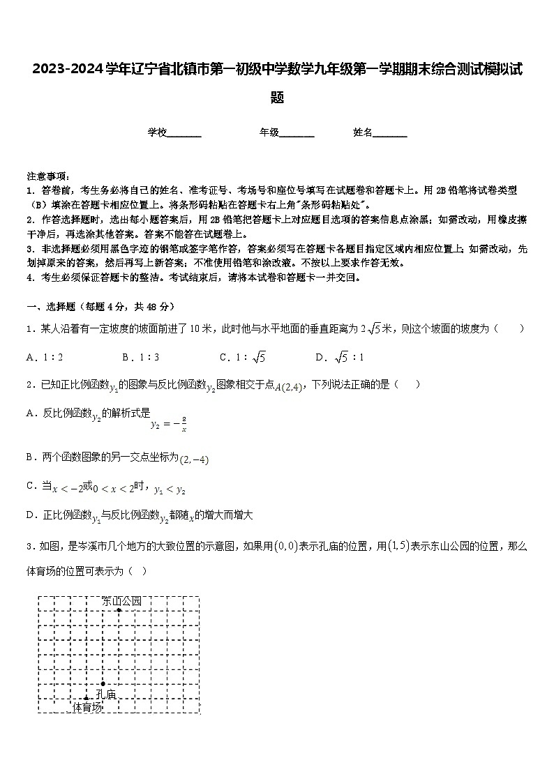2023-2024学年辽宁省北镇市第一初级中学数学九年级第一学期期末综合测试模拟试题含答案01