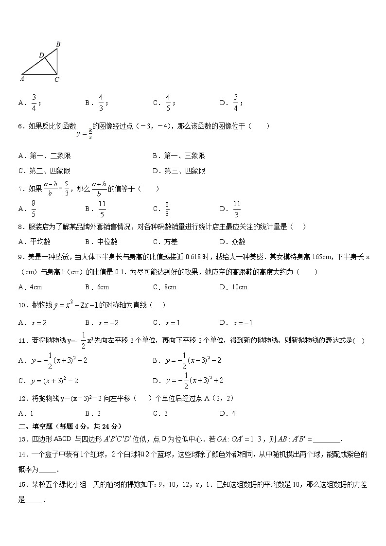 2023-2024学年黑龙江省哈尔滨市双城区数学九年级第一学期期末综合测试模拟试题含答案02