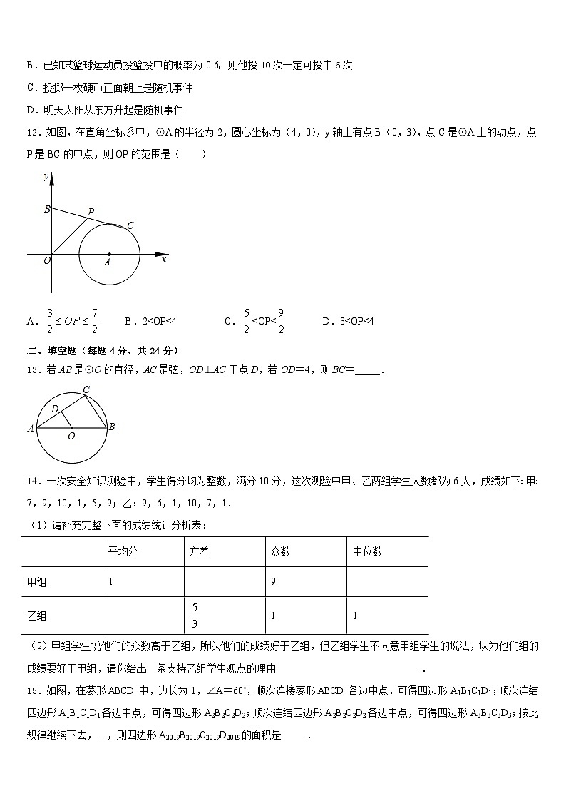 2023-2024学年陕西省西安大学区六校联考数学九年级第一学期期末经典模拟试题含答案第3页