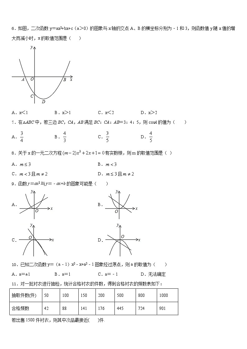 2023-2024学年黑龙江齐齐哈尔市泰来县九年级数学第一学期期末教学质量检测模拟试题含答案第2页