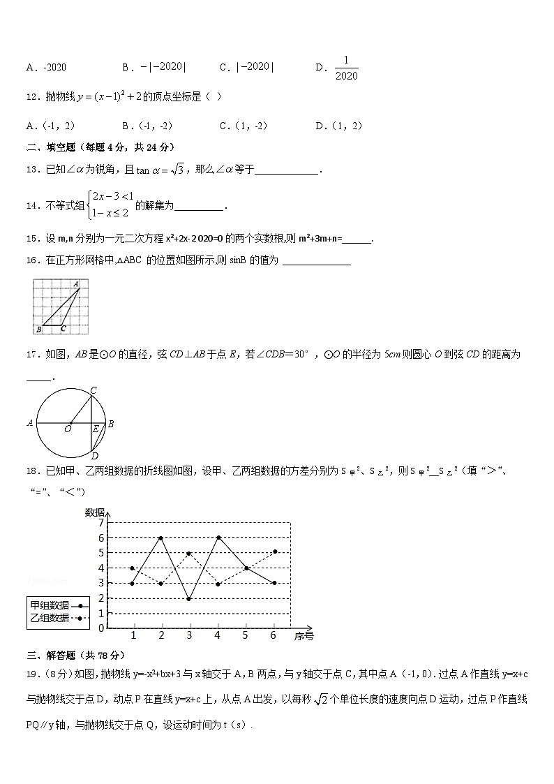 上海市长宁区2023-2024学年九年级数学第一学期期末统考模拟试题含答案第3页